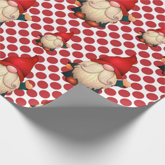 Cadeau Red Polka Dot Gnomes Papier d'enveloppement de Noë (Coin)