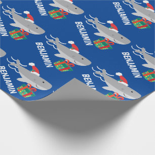 Cadeau Requin Père Noël avec papier d'enveloppement de