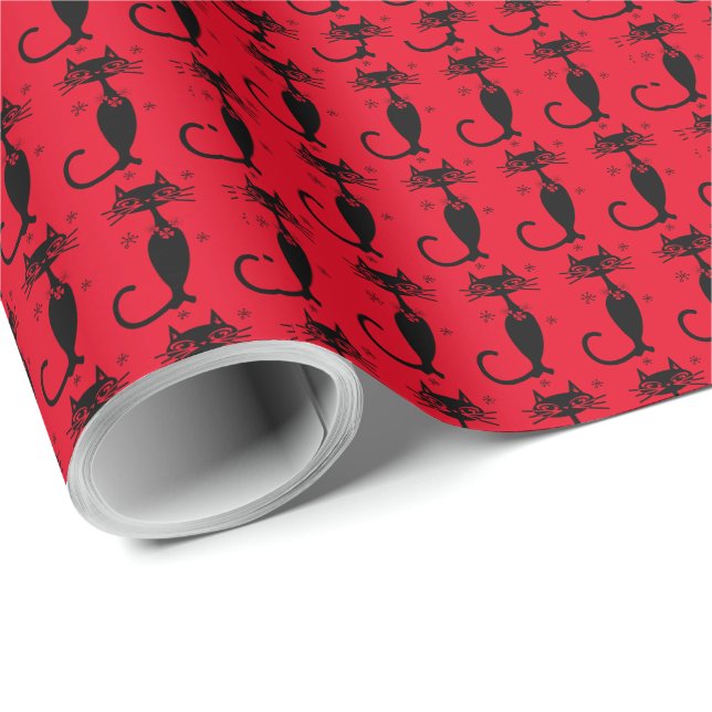 CADEAU RETRO ATOMIQUE NOIR CHRISTMAS PAPIER EN LAVAGE CHR (Coin rond)
