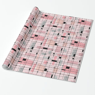 Cadeau Rétro grille rose et papier d'emballage de