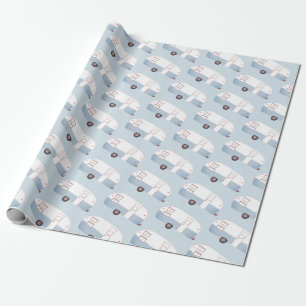 Cadeau Rétro papier d'emballage bleu de remorque de