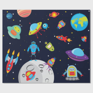 Cadeau Robots en papier d'emballage d'espace