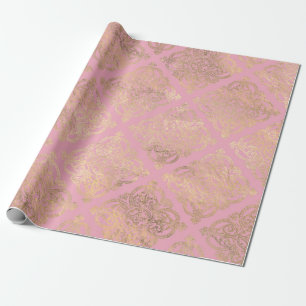 Cadeau Rose et or papier damassé de Paris