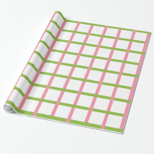 Cadeau Rose saumoné et papier d'emballage tissé vert