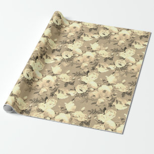 Cadeau Roses douces sur papier kraft sépia