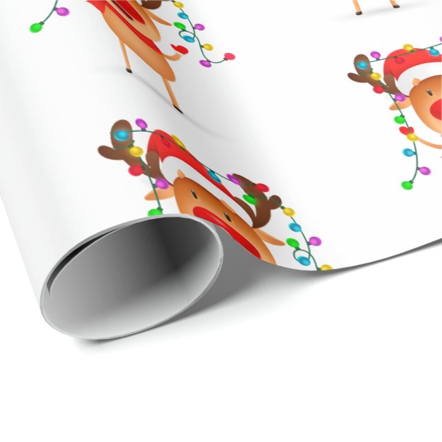 Cadeau Roudolphe de papier d'enveloppement de Noël (Coin rond)