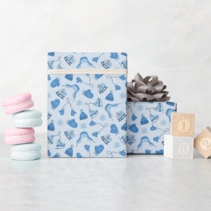 Cadeau Rouleau de papier d'emballage motif bleu hiver des