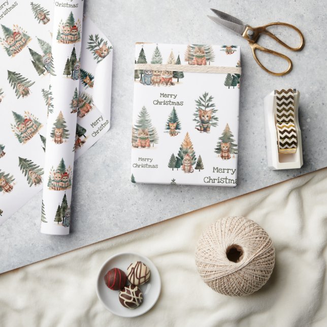 Cadeau Rouleau papier d'enveloppement de Noël de chat (Artisanat)