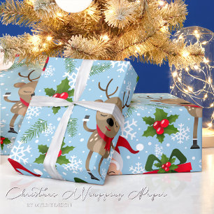 Cadeau Rudolph Père Noël Snowflakes Papier d'enveloppemen