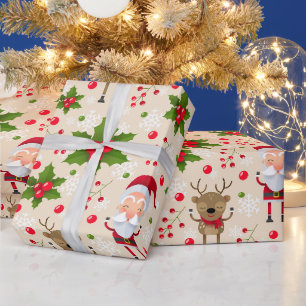 Cadeau Rudolph Père Noël Snowman Papier d'enveloppement