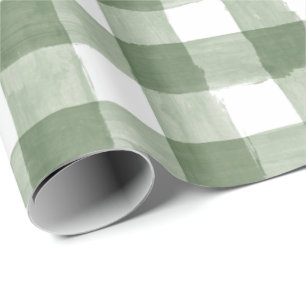 Cadeau Rustic Green Buffalo Check Papier d'emballage de v