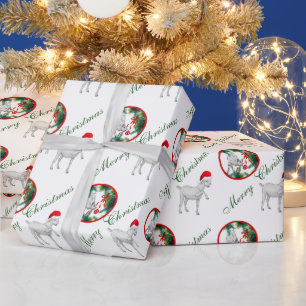 Cadeau Saanen Et Bébé Chèvre Papier Enveloppant Noël