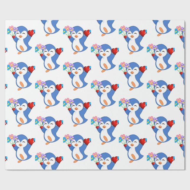 Cadeau Saint-Valentin Enveloppement papier Coeurs de ping (Plat)