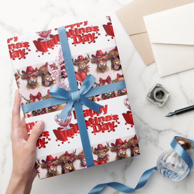 Cadeau Saint-Valentin Enveloppement Papier Vache Coeurs r (Cadeaux)