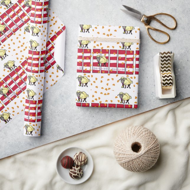 Cadeau Saint-Valentin Envelopper le papier Coeurs moutons (Artisanat)