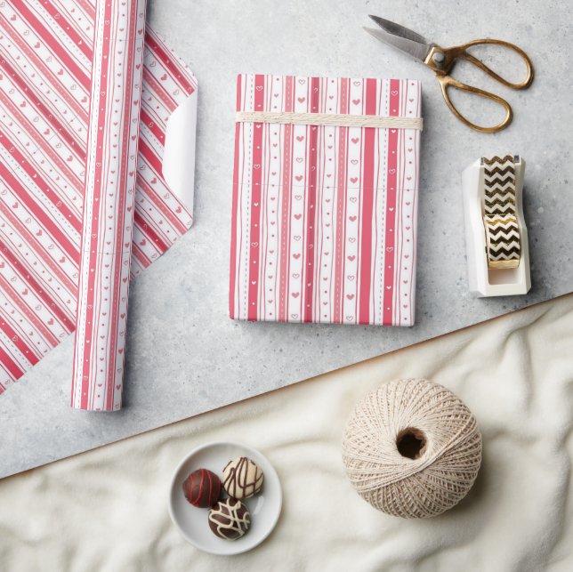 Cadeau Saint Valentin, papier d'emballage romantique, amo (Artisanat)