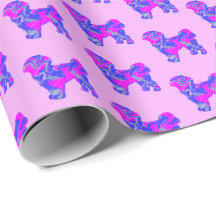 Shih Tzu Silhouette rose et bleu Chien Papier rose