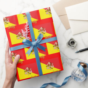 Cadeau Sicile papier enveloppant, Sicilienne Drapeau patr