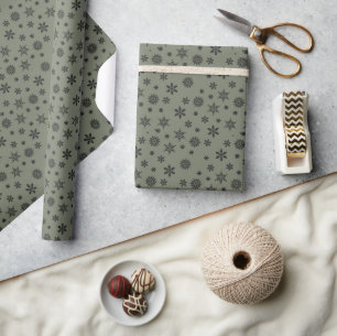Cadeau Snowflakes Christmas Dark Green Wrapper Papier