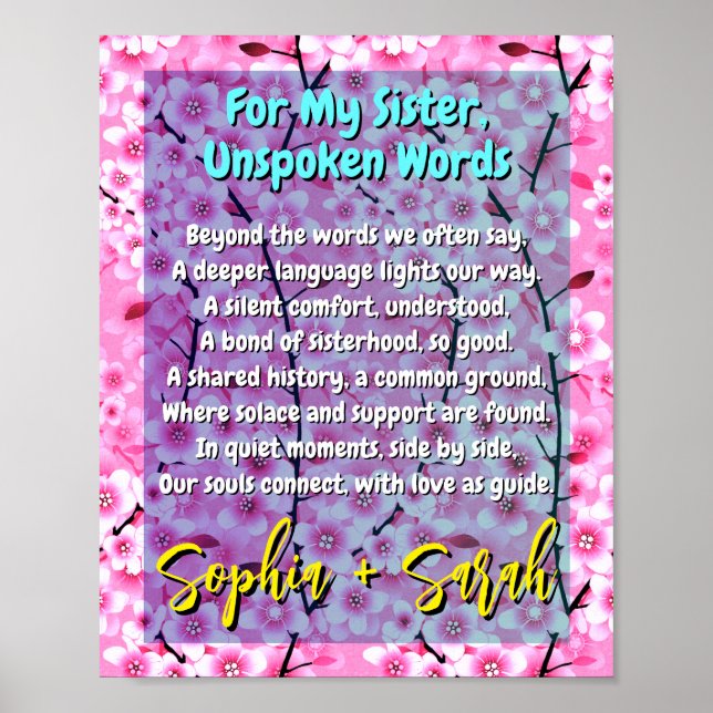 Cadeau Soeur Unique | Poster pour elle (Devant)