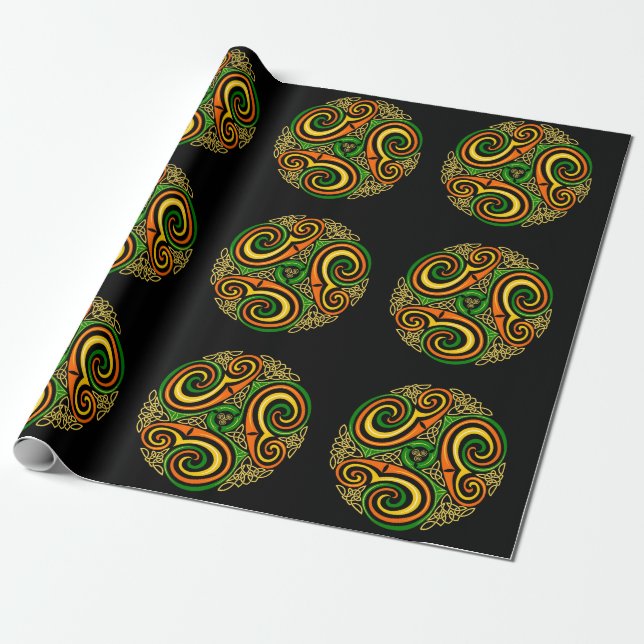 Cadeau spirales celtiques enveloppant du papier (Déroulé)