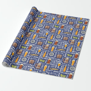 Cadeau Styles de bière Papier à enveloppement bleu