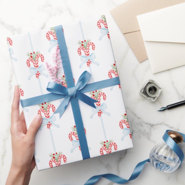 Cadeau Sucres de canne d'aquarelle de Noël Papier d'envel (Cadeaux)