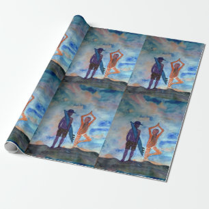Cadeau Surf Yoga Aquarelle Art Papier d'enveloppement