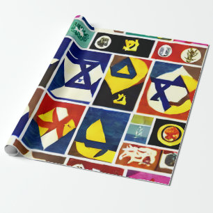 Cadeau Symboles religieux juifs Papier à envelopper