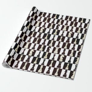Cadeau Tableau d'échecs papier d'enveloppement Motif noir