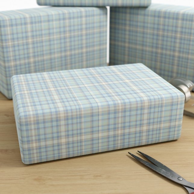 Cadeau Tartan Plaid Figarations bleues Papier d'enveloppe (Cute tartan wrapping paper inspired by the colours of the figaro car)