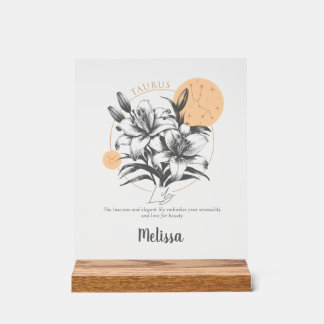 Cadeau Taurus personnalisé Fleur de naissance Zodi