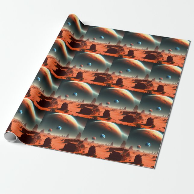 Cadeau Terre C'Est Mars Appelant, Enveloppant Du Papier (Déroulé)