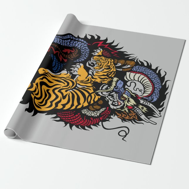 Cadeau TIGER COMBAT DRAGON Wrapper Papier (Déroulé)