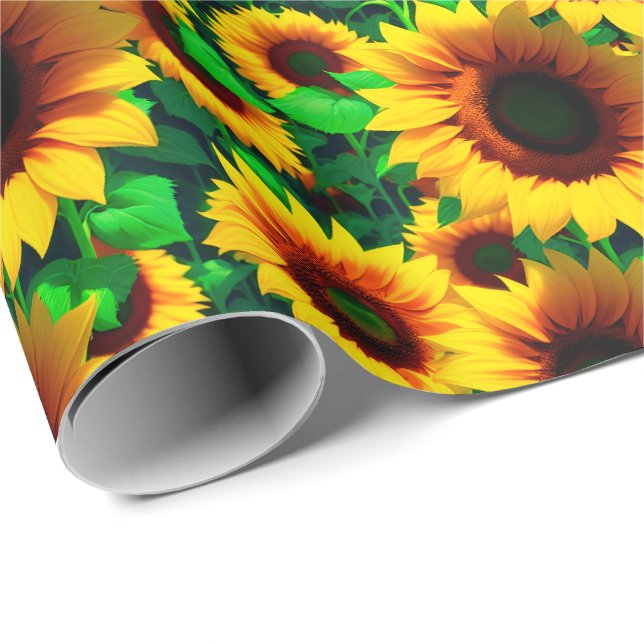 Cadeau Tournesol - papier d'emballage (Coin rond)