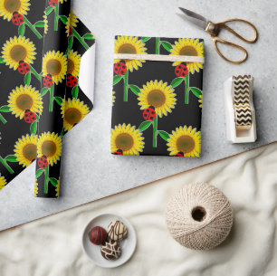 Cadeau Tournesol sur papier d'enveloppement d'embarcation