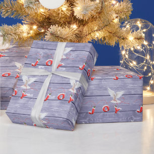 Cadeau Tourterelle blanche sur papier d'enveloppement en 