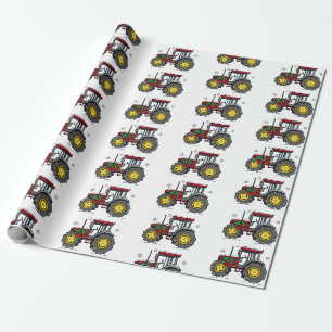 Cadeau Tracteur au papier d'enveloppement des fêtes