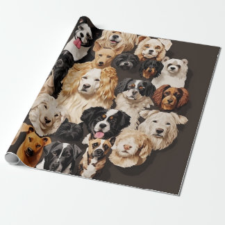 Cadeau Un Bassin De Chiens Enveloppant Du Papier