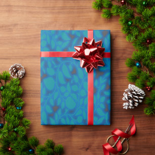 Cadeau Un papier d'emballage bleu avec un motif artistiqu
