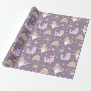 Cadeau Unicornes Et Llamas Papier Enveloppant