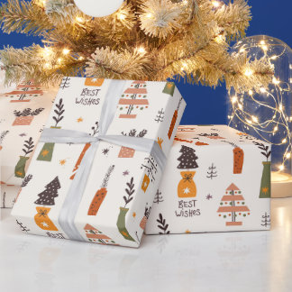 Cadeau Vacances Meilleurs Voeux Papier Enveloppant, Arbre