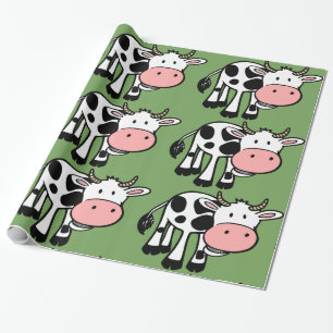 Cadeau vaches de campagne enveloppant du papier