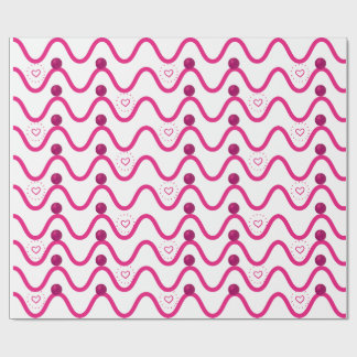 Cadeau Vagues et Coeurs roses Papier Motif