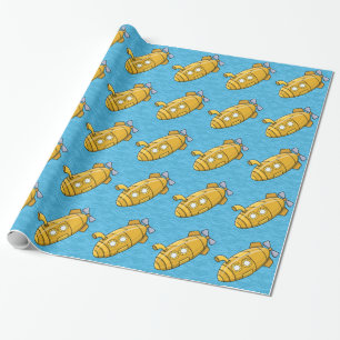 Cadeau Vagues submersibles jaunes de bleu du papier