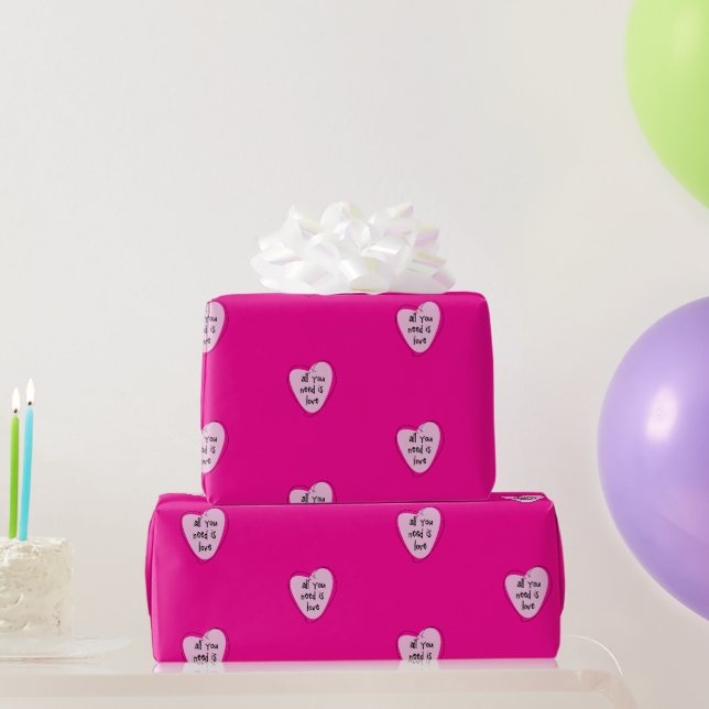 Cadeau Valentine's Day Envelopper le papier Coeurs roses  (Cadeaux de fête)