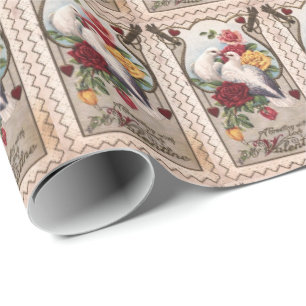 Cadeau Valentine's Day Vintage Doves Papier d'enveloppeme