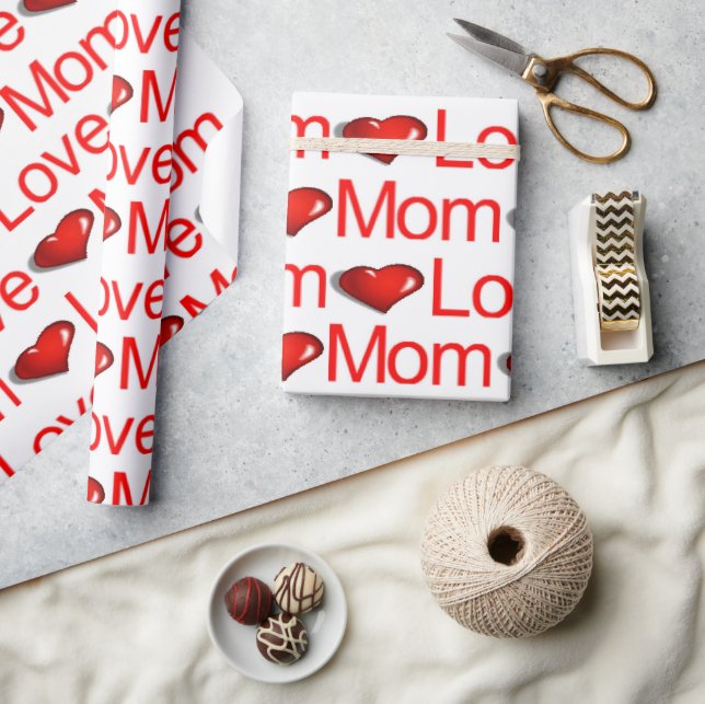 Cadeau Valentine's Day Wrapping Papier Amour Maman Coeurs (Artisanat)
