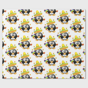 Cadeau Valentine's Day Wrapping Papier Penguin Sombrero