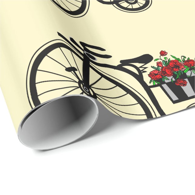 Cadeau Vélo avec papier d'enveloppement de fleurs (Coin rond)